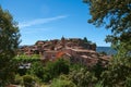 Panoramic view of the village of Roussillon and surrounding woods Royalty Free Stock Photo