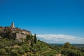 Panoramic view of the village of Saint-Paul-de-Vence on top of hill. Royalty Free Stock Photo