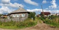 Panoramic view of the village street. Village of Visim, Sverdlovsk region, Russia Royalty Free Stock Photo