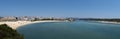 Panoramic view of the village of Vila Nova de Mil Fontes with the beach and the Mira River mouth in Alentejo