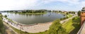 Panoramic view of Vistula river in Krakow, Poland Royalty Free Stock Photo