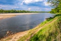 Vistula river waters with sandy islands and shores of Lawice Kielpinskie natural reserve near Lomianki town