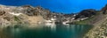 Panoramic view of volcanic crater lake between Bolkar Mountain and Taurus Mountain, Nigde, Turkey. It is known ` `black lake
