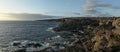 Panoramic view of volcanic landscape on the coast of Lanzarote, Canary Islands, Spain Royalty Free Stock Photo