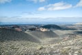 Panoramic view of volcanic landscapes in Timanfaya National Par Royalty Free Stock Photo