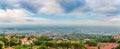 Panoramic view from Volterra to Tuscany countryside in Italy Royalty Free Stock Photo