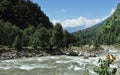 Panoramic view of  Vyas river also known as Beas river in North India, The river rises in the Himalayas Royalty Free Stock Photo