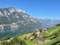 Panoramic view of Walensee, Lake Walen, St. Gallen, Switzerland. Royalty Free Stock Photo