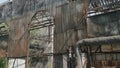 Panoramic view of wall of old abandoned metallurgic factory in Nizhniy tagil. Heavy industry.