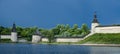 Panoramic view of the walls and towers of the kremlin in pskov russia Royalty Free Stock Photo