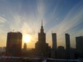 Panoramic view of Warsaw during sunset with a view of the Palace of Culture and Science beautiful landscape Royalty Free Stock Photo