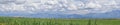 Panoramic view of Wasatch Front Rocky Mountains, Great Salt Lake Valley in early spring with melting snow and Cloudscape. Royalty Free Stock Photo