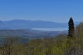 Panoramic view of Wasatch Front Rocky Mountains from the Oquirrh Mountains, by Kennecott Rio Tinto Copper mine, Utah Lake and Grea