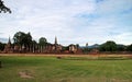 Panoramic view of Wat Mahathat or Mahathat Temple in Sukhothai Historical Park in Thailand. Royalty Free Stock Photo