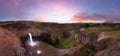 Panoramic View of Waterfall in the American Mountain Landscape Royalty Free Stock Photo