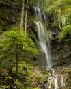 Panoramic view of a waterfall at the entrance of the Gorges de la Jogne in Switzerland