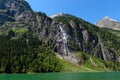 Panoramic view of the waterfall on the Lake Stillup in the Alps, Austria, Tyrol