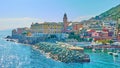 Panoramic view of waterfront in Genoa Nervi Royalty Free Stock Photo