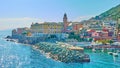 Panoramic view of waterfront in Genoa Nervi