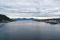 Panoramic view of waterfront of Tromso, Norway Royalty Free Stock Photo