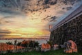 Panoramic view of Montevideo from Fortaleza General Artigas with a beautiful sunset sky, Montevideo, Uruguay Royalty Free Stock Photo