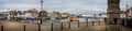 Panoramic view of Weymouth Harbour with Old Town Pump in Weymouth, Dorset, England Royalty Free Stock Photo