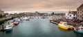 Panoramic view of Weymouth Marina from the Harbour Bridge in Weymouth, Dorset, England Royalty Free Stock Photo