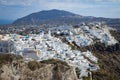 A panoramic view of the white city with blue roofs