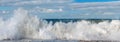 Panoramic view of a white foamy waves