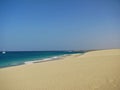 Panoramic view beautiful scenery of the white sand beach and dunes Santa Maria resort Sal island Cape Verde Cabo Verde Royalty Free Stock Photo