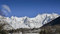 Panoramic view of the winter alps mountain - Valle d`Aosta Royalty Free Stock Photo