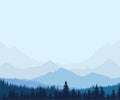 Panoramic view of winter mountain landscape with forest Royalty Free Stock Photo