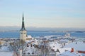 Panoramic view of winter snowy Tallinn. Estonia