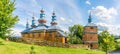 Panoramic view at the Wooden church of Virgin Mary in Komancza village - Poland