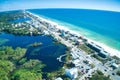 Curved Earth Panoramic View of World-Famous 30A  One of Florida`s Most Beautiful Beaches Royalty Free Stock Photo