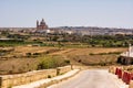 Panoramic view of Xeuchia (Ix-Xewkija) and the Rotonda Church of St. John the Baptist on the island of Gozo in Malta Royalty Free Stock Photo