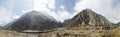 Panorama from Yak Kharka village of surrounding mountains Annapurna Circuit Nepal