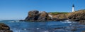 Panoramic view of Yaquina Head Lighthouse, view from Cobble beach in Oregon state