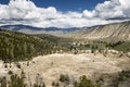 Panoramic view of Yellowstone hot spring landscape Royalty Free Stock Photo