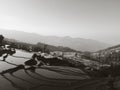 Panoramic view of Yuanyang rice terraces at the sunset Royalty Free Stock Photo