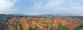 Panoramic view of the yunnan red land landscape Royalty Free Stock Photo