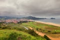 Panoramic view of Zarautz, with the beach and golf course, on th Royalty Free Stock Photo