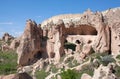 Panorama of Zelve valley in Cappadocia, Turkey Royalty Free Stock Photo