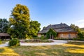 Panoramic view of Zeromszczyzna - park and historic museum manor house of Stefan Zeromski polish literate, poet and writer in Royalty Free Stock Photo