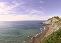 Panoramic view of Zumaya beach in Spain. Flysch
