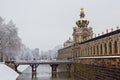 Panoramic view of Zwinger Castle in winter, Dresden, Germany Royalty Free Stock Photo