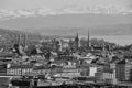 Panoramic view of ZÃÂ¼rich-City from Switzerlands second highest skyscraper Royalty Free Stock Photo