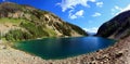 Banff National Park Landscape Panorama of Lake Agnes from Beehive Trail in the Canadian Rocky Mountains, Alberta, Canada Royalty Free Stock Photo