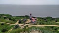 panoramic views of the lighthouse and the sea coast Royalty Free Stock Photo