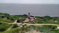 panoramic views of the lighthouse and the sea coast Royalty Free Stock Photo